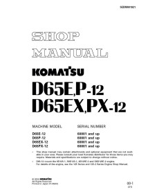 Manual da oficina de buldôzer Komatsu D65E-12, D65P-12, D65EX-12, D65PX-12 - Komatsu manuais