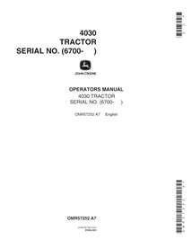 Manuel de l'opérateur pdf du tracteur John Deere 4030 (SN 6700-) - John Deere manuels - JD-OMR57252-EN