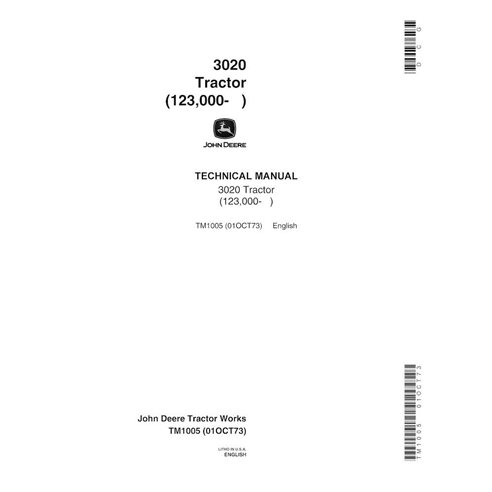 TM1005 John Deere 3020 tractor pdf technical manual