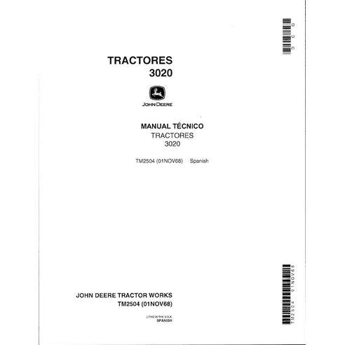 Manual técnico do trator John Deere 3020 em pdf ES - John Deere manuais - JD-TM2504-ES