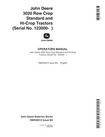 Manuel de l'opérateur pdf du tracteur John Deere 3020 (SN 123000-) - John Deere manuels - JD-OMR46012-EN