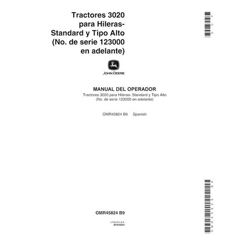 Manual do operador em pdf do trator John Deere 3020 (SN 123000-) ES - John Deere manuais - JD-OMR45824-ES