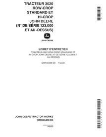 John Deere 3020 (SN 123000-) tractor pdf operator's manual FR - John Deere manuals - JD-OMR46458-FR