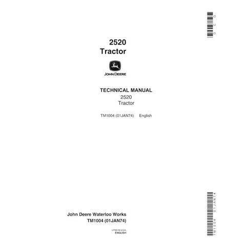 Manual técnico do trator John Deere 2520 em pdf - John Deere manuais - JD-TM1004-EN
