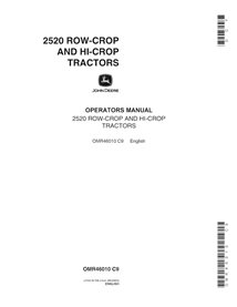JD-OMR46010 Manuel de l'opérateur pdf du tracteur John Deere 2520 (SN 0-22000)
