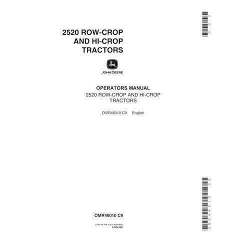Manual del operador del tractor John Deere 2520 (SN 0-22000) pdf - John Deere manuales - JD-OMR46010-EN
