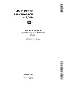 JD-OMR38620 John Deere 2520 (SN 22001-106000) tractor operator's manual (OMR38620)