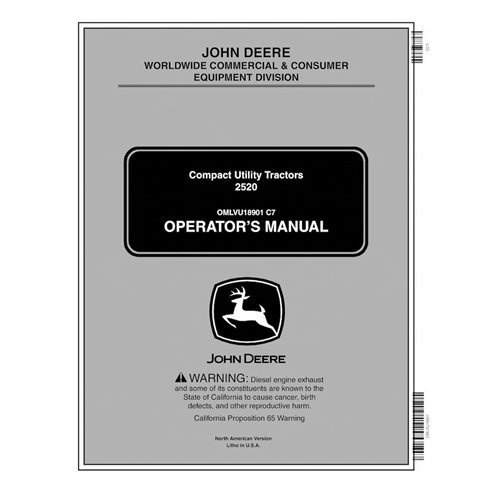 John Deere 2520 (SN 106001-400000) manual del operador del tractor pdf - John Deere manuales - JD-OMLVU18901-EN-ES