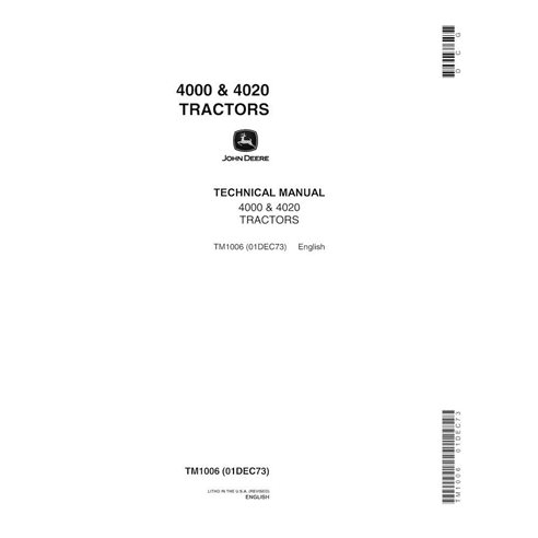 Manual técnico em pdf do trator John Deere 4000, 4020 - John Deere manuais - JD-TM1006-EN