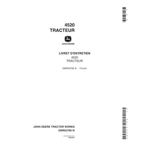 John Deere 4520 Row-Crop tractor pdf operator's manual FR - John Deere manuals - JD-OMR53786-FR