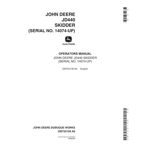 John Deere 440 (SN14074-) skid loader pdf operator's manual  - John Deere manuals - JD-OMT25108-EN