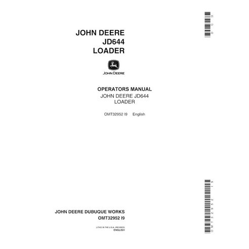 Manual del operador en pdf del cargador de ruedas John Deere JD644 - John Deere manuales - JD-OMT32952-EN