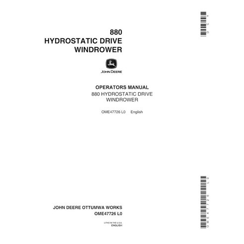 JD-OME47726 Manual do operador da enfardadeira John Deere 880 com acionamento hidrostático (OME47726)