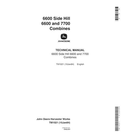 TM1021 John Deere 6600, 7700 combine pdf technical manual