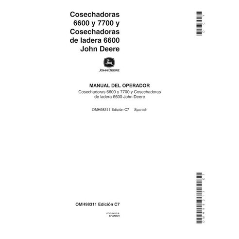JD-OMH98311-ES John Deere 6600, 6600SH, 7700 (SN 261751-311300) combine operator's manual ES (OMH98311)