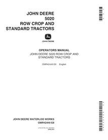 JD-OMR42449 Manual do operador do trator John Deere 5020 Row-Crop (SN 0-24999) (OMR42449)