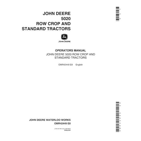 Manual do operador em pdf do trator John Deere 5020 Row-Crop (SN 0-24999) - John Deere manuais - JD-OMR42449-EN