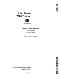 Manuel de l'opérateur pdf du tracteur John Deere 7020 (SN 1000-2699) - John Deere manuels - JD-OMR51158-EN