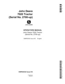 JD-OMR55032 Manuel de l'opérateur pdf du tracteur John Deere 7020 (SN 2700-)