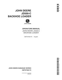 Manual do operador da retroescavadeira John Deere 500C em pdf - John Deere manuais - JD-OMT67926-EN