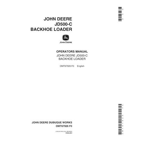 John Deere 500C backhoe loader pdf operator's manual  - John Deere manuals - JD-OMT67926-EN