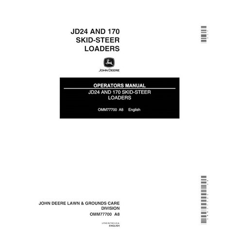 John Deere 24, 170 minicarregadeira manual do operador em pdf - John Deere manuais - JD-OMM77700-EN