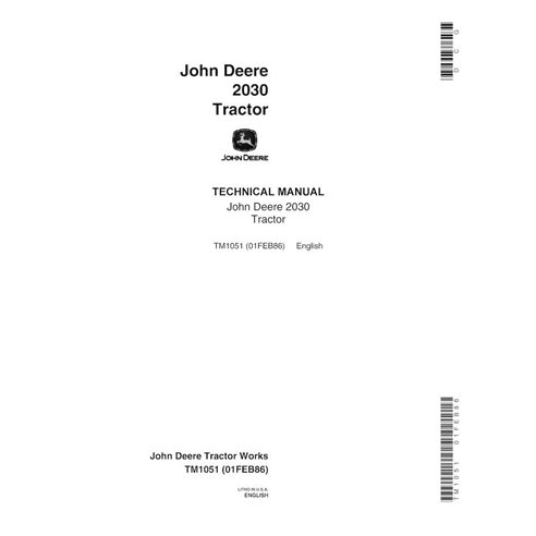 Manuel technique pdf du tracteur John Deere 2030 - John Deere manuels - JD-TM1051-EN