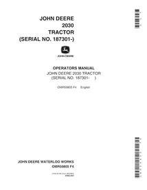 Manuel de l'opérateur pdf du tracteur John Deere 2030 (SN 1873001-) - John Deere manuels - JD-OMR59805-EN