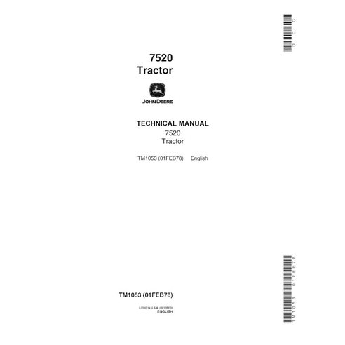 Manuel technique pdf du tracteur John Deere 7520 - John Deere manuels - JD-TM1053-EN