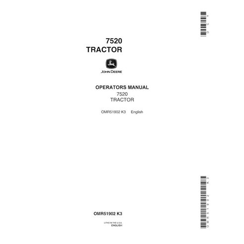 Manual do operador do trator John Deere 7520 em pdf - John Deere manuais - JD-OMR51902-EN