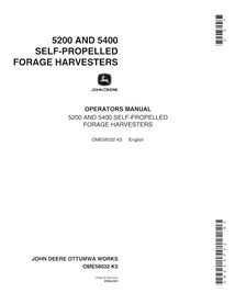 JD-OME58032 Manual do operador da colhedora de forragem John Deere 5200, 5400, 5460, 5720 (OME58032)