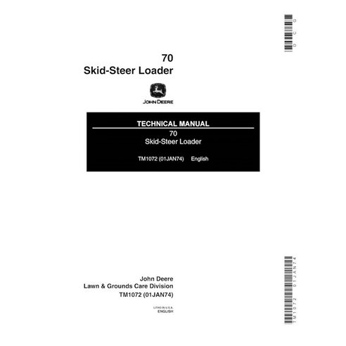 TM1072 John Deere 70 skid loader pdf technical manual