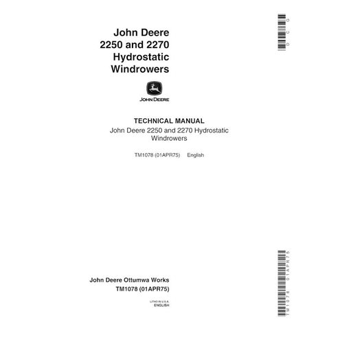 John Deere 2250, 2270 hileradora pdf manual técnico - John Deere manuales - JD-TM1078-EN