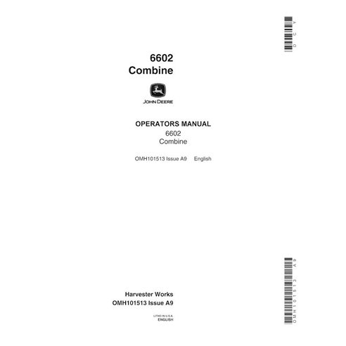 JD-OMH101513 Manuel de l'opérateur de la moissonneuse-batteuse John Deere 6602 (SN 353601-) PDF