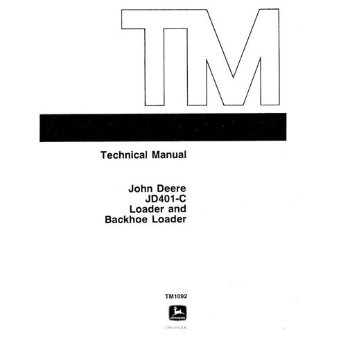 Manual técnico em pdf da retroescavadeira John Deere 401C - John Deere manuais - JD-TM1092-EN
