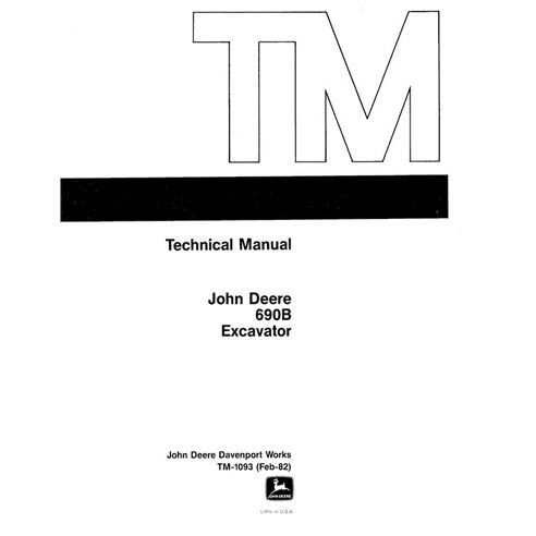 Manual técnico em pdf da escavadeira John Deere 690B - John Deere manuais - JD-TM1093-EN