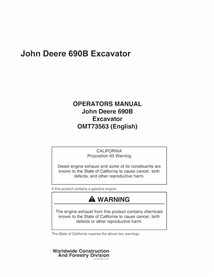 Manuel de l'opérateur pdf de la pelle John Deere 690B - John Deere manuels - JD-OMT73563-EN