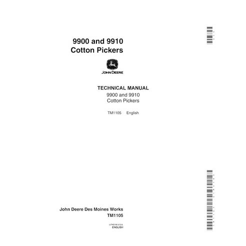 TM1105 Manual técnico de la cosechadora de algodón John Deere 9900, 9910 (TM1105)