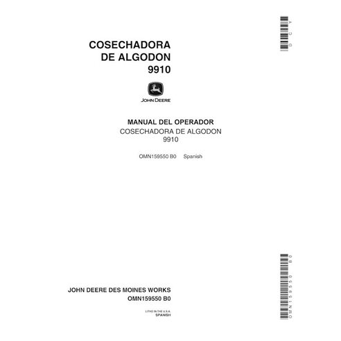 Manual del operador pdf del recolector de algodón John Deere 9910 ES - John Deere manuales - JD-OMN159550-ES