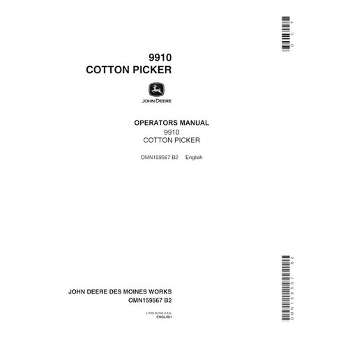 Manual do operador em pdf da colhedora de algodão John Deere 9910 - John Deere manuais - JD-OMN159567-EN