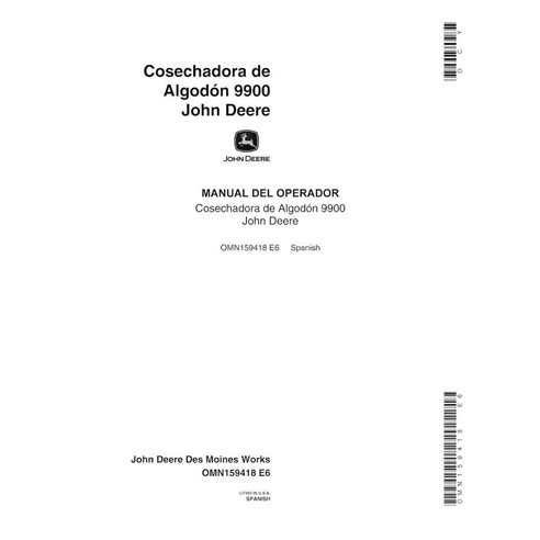 Manual do operador em pdf da colhedora de algodão John Deere 9900 ES - John Deere manuais - JD-OMN159418-ES