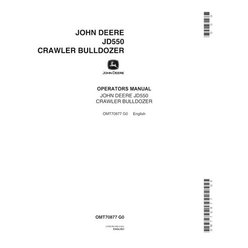 John Deere 550 crawler dozer pdf operator's manual  - John Deere manuals - JD-OMT70877-EN