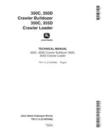 TM1115 John Deere 350C, 350D, 355D crawler dozer pdf technical manual