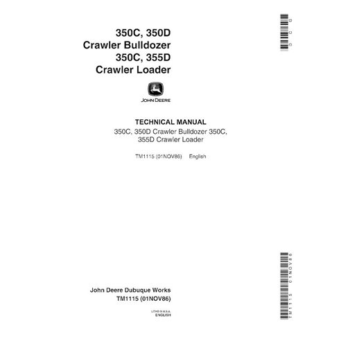 TM1115 John Deere 350C, 350D, 355D crawler dozer pdf technical manual