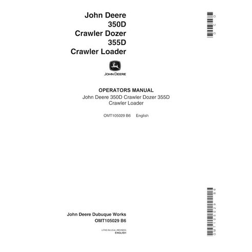 Manual del operador en pdf de la topadora sobre orugas John Deere 350D, 355D - John Deere manuales - JD-OMT105029-EN