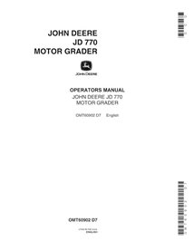 JD-OMT60902 Manuel de l'opérateur pdf de la niveleuse John Deere 770