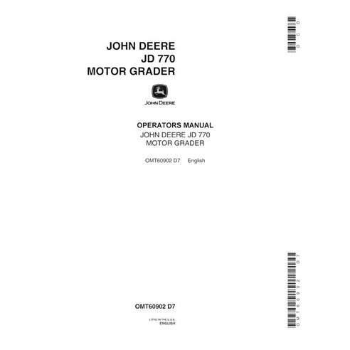 Manual do operador em pdf da motoniveladora John Deere 770 - John Deere manuais - JD-OMT60902-EN