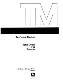 TM1135 Manuel technique pdf du grattoir John Deere 762