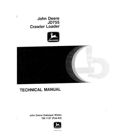 Manual técnico em pdf do trator de esteira John Deere 755 - John Deere manuais - JD-TM1137-EN