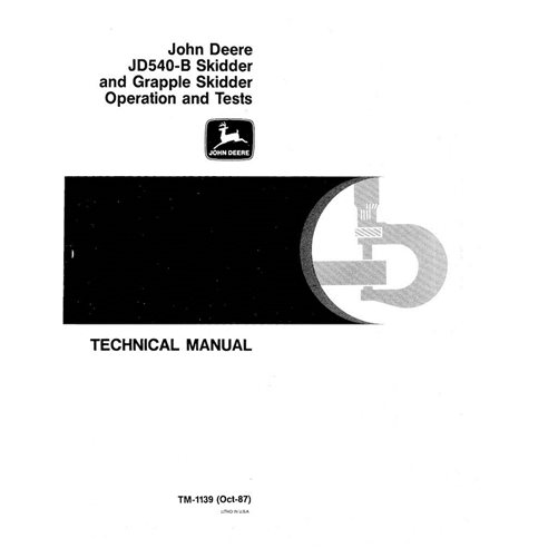 Manual técnico de operação e teste da minicarregadeira John Deere 540B em pdf - John Deere manuais - JD-TM1139op-EN